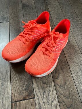 New Balance Neon Orange Knit Lace-Up Sneakers